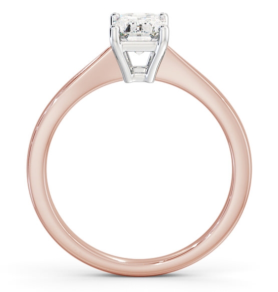 Emerald Diamond Pinched Band Engagement Ring 18K Rose and White Gold Solitaire ENEM25_RWG_THUMB1 