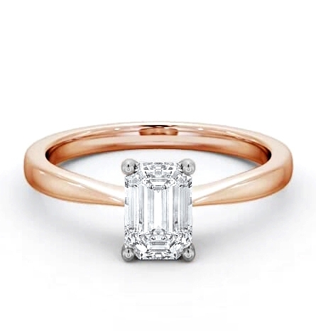 Emerald Diamond Pinched Band Engagement Ring 18K Rose and White Gold Solitaire ENEM25_RWG_THUMB1