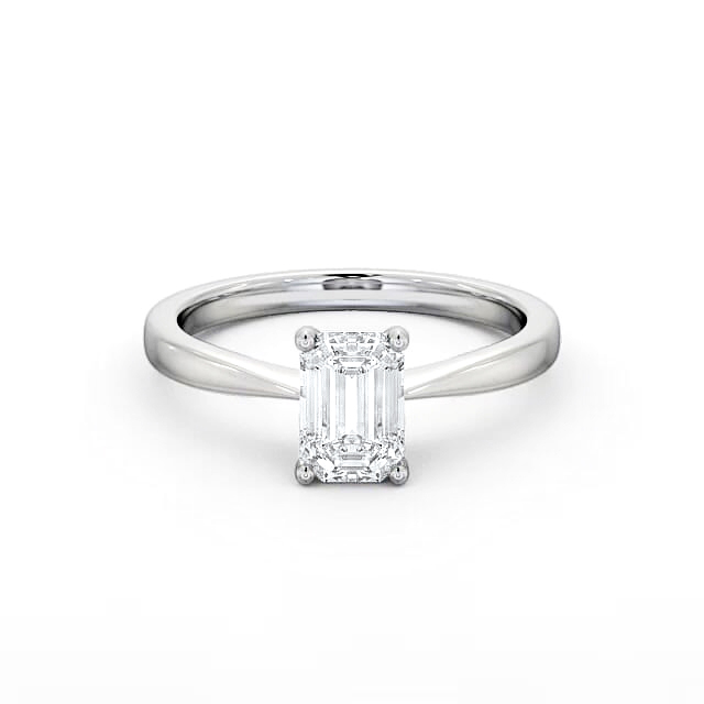 Emerald Diamond Engagement Ring 18K White Gold Solitaire - Jersey ENEM25_WG_HAND