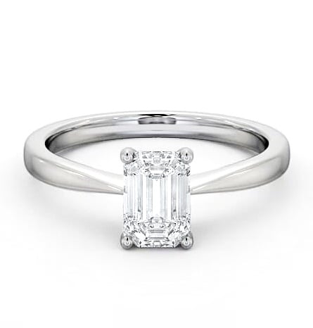 Emerald Diamond Pinched Band Engagement Ring Palladium Solitaire ENEM25_WG_THUMB2 