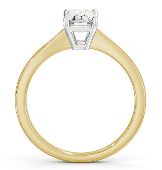 Emerald Diamond Pinched Band Engagement Ring 18K Yellow and White Gold Solitaire ENEM25_YWG_THUMB1 