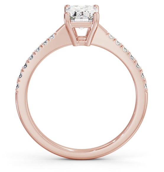 Emerald Diamond Pinched Band Engagement Ring 9K Rose Gold Solitaire ENEM25S_RG_THUMB1 