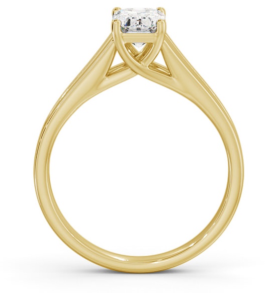 Emerald Diamond Split Band Engagement Ring 9K Yellow Gold Solitaire ENEM26_YG_THUMB1