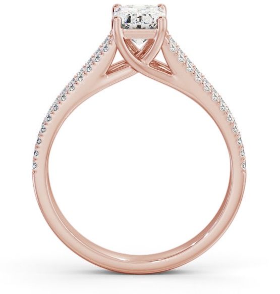 Emerald Diamond Split Band Engagement Ring 18K Rose Gold Solitaire ENEM27_RG_THUMB1 