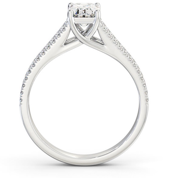 Emerald Diamond Split Band Engagement Ring 9K White Gold Solitaire ENEM27_WG_THUMB1 