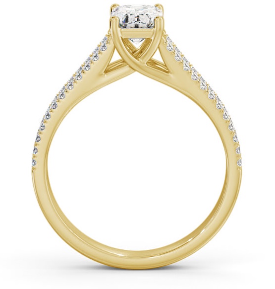 Emerald Diamond Split Band Engagement Ring 18K Yellow Gold Solitaire ENEM27_YG_THUMB1 