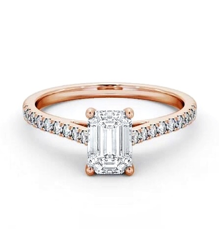Emerald Diamond 4 Prong Engagement Ring 18K Rose Gold Solitaire ENEM28_RG_THUMB1