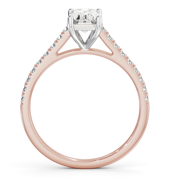 Emerald Diamond 4 Prong Engagement Ring 18K Rose and White Gold Solitaire ENEM28_RWG_THUMB1 