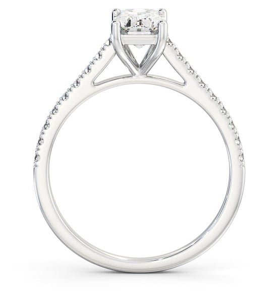 Emerald Diamond 4 Prong Engagement Ring 18K White Gold Solitaire ENEM28_WG_THUMB1 