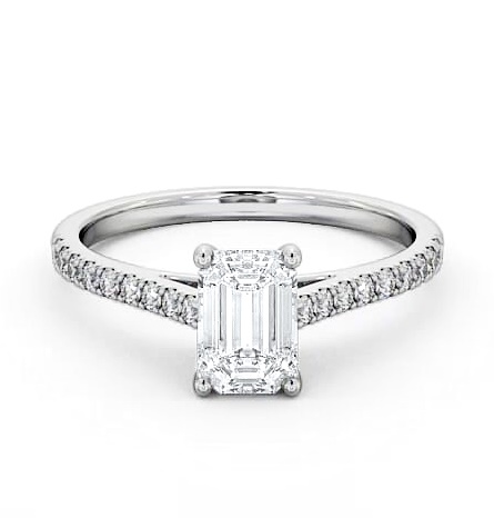 Emerald Diamond 4 Prong Engagement Ring Platinum Solitaire ENEM28_WG_THUMB1