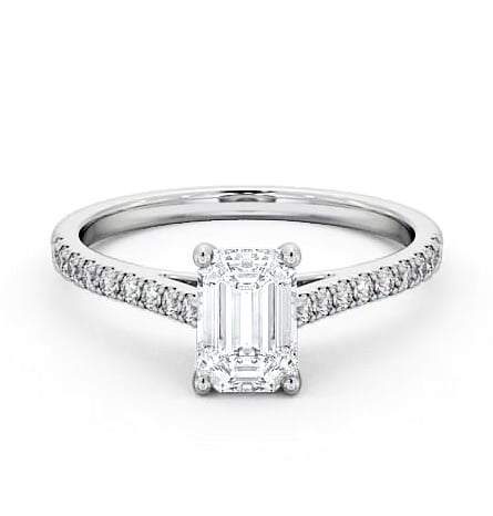 Emerald Diamond 4 Prong Engagement Ring Platinum Solitaire ENEM28_WG_THUMB2 