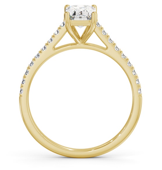 Emerald Diamond 4 Prong Engagement Ring 9K Yellow Gold Solitaire ENEM28_YG_THUMB1 