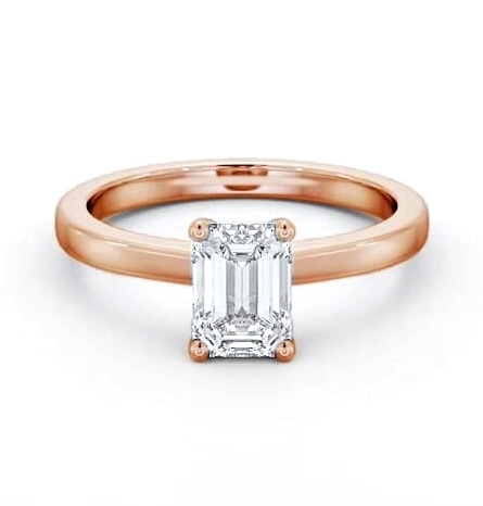 Emerald Diamond Classic 4 Prong Engagement Ring 9K Rose Gold Solitaire ENEM29_RG_THUMB2 