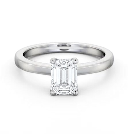 Emerald Diamond Classic 4 Prong Ring 9K White Gold Solitaire ENEM29_WG_THUMB1
