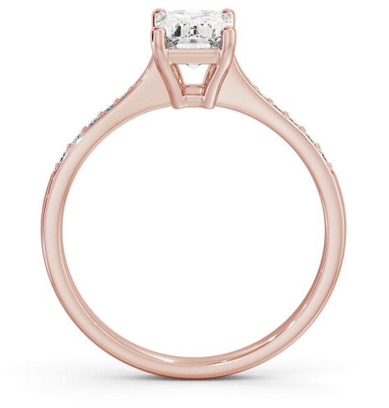 Emerald Diamond Tapered Band Engagement Ring 9K Rose Gold Solitaire ENEM29S_RG_THUMB1 