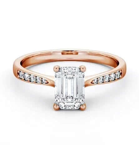 Emerald Diamond Tapered Band Engagement Ring 18K Rose Gold Solitaire ENEM29S_RG_THUMB2 