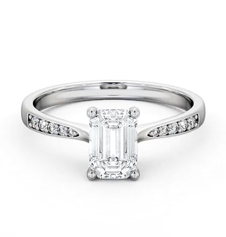Emerald Diamond Tapered Band Engagement Ring Palladium Solitaire ENEM29S_WG_THUMB2 