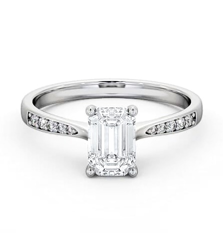 Emerald Diamond Tapered Band Engagement Ring Palladium Solitaire ENEM29S_WG_THUMB1
