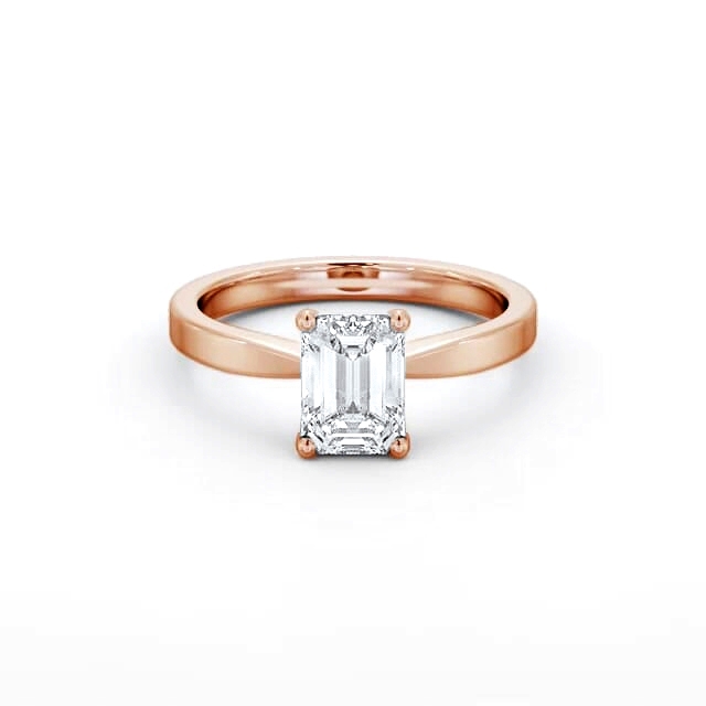 Emerald Diamond Engagement Ring 18K Rose Gold Solitaire - Brienne ENEM30_RG_HAND