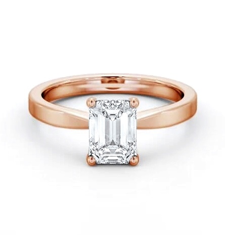 Emerald Diamond Classic 4 Prong Ring 18K Rose Gold Solitaire ENEM30_RG_THUMB1