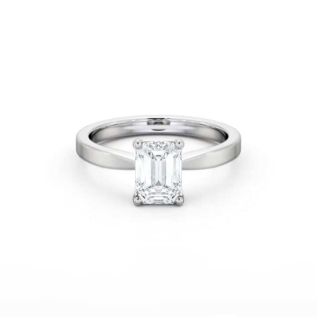 Emerald Diamond Engagement Ring Palladium Solitaire - Brienne ENEM30_WG_HAND