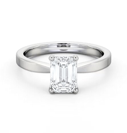 Emerald Diamond Classic 4 Prong Ring 18K White Gold Solitaire ENEM30_WG_THUMB2 
