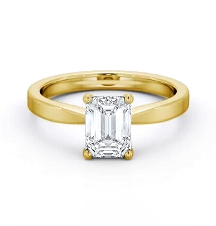 Emerald Diamond Classic 4 Prong Ring 18K Yellow Gold Solitaire ENEM30_YG_THUMB1