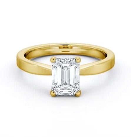 Emerald Diamond Classic 4 Prong Ring 18K Yellow Gold Solitaire ENEM30_YG_THUMB2 