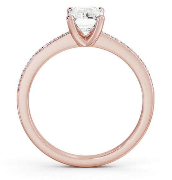 Emerald Diamond 4 Prong Engagement Ring 9K Rose Gold Solitaire ENEM30S_RG_THUMB1 