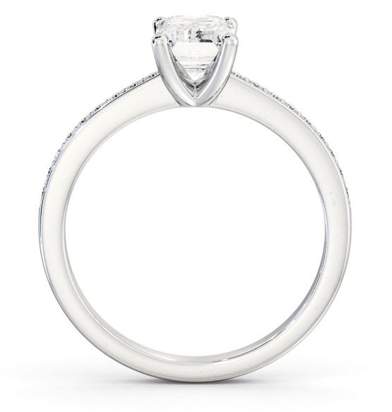 Emerald Diamond 4 Prong Engagement Ring 9K White Gold Solitaire ENEM30S_WG_THUMB1 