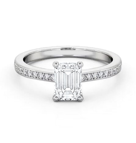 Emerald Diamond 4 Prong Engagement Ring 9K White Gold Solitaire ENEM30S_WG_THUMB2 
