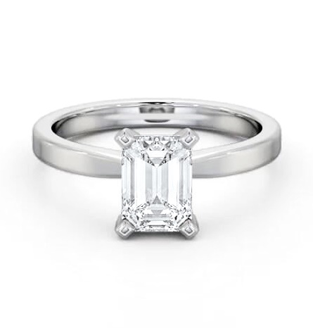 Emerald Diamond Square Prongs Engagement Ring 18K White Gold Solitaire ENEM31_WG_THUMB2 