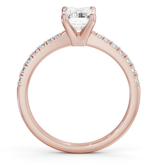 Emerald Diamond 4 Prong Engagement Ring 18K Rose Gold Solitaire ENEM31S_RG_THUMB1 