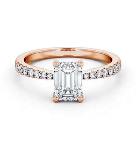 Emerald Diamond 4 Prong Engagement Ring 9K Rose Gold Solitaire ENEM31S_RG_THUMB1