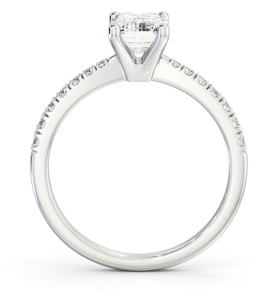 Emerald Diamond 4 Prong Engagement Ring 9K White Gold Solitaire ENEM31S_WG_THUMB1 
