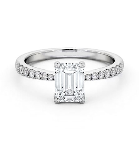 Emerald Diamond 4 Prong Engagement Ring 18K White Gold Solitaire ENEM31S_WG_THUMB2 