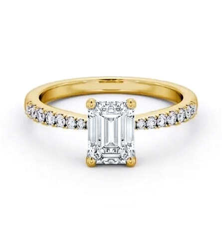 Emerald Diamond 4 Prong Engagement Ring 18K Yellow Gold Solitaire ENEM31S_YG_THUMB1