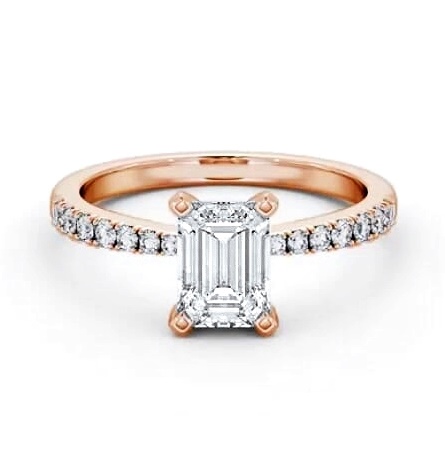Emerald Diamond 4 Prong Engagement Ring 9K Rose Gold Solitaire ENEM32S_RG_THUMB1