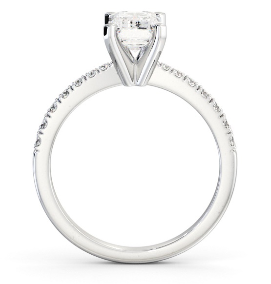 Emerald Diamond 4 Prong Engagement Ring 9K White Gold Solitaire ENEM32S_WG_THUMB1 