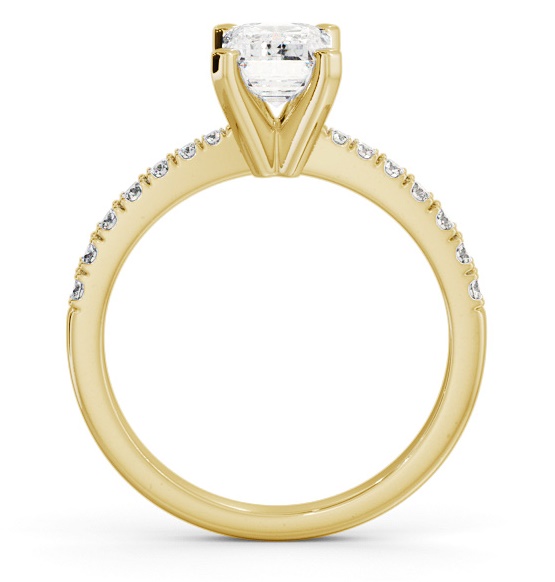 Emerald Diamond 4 Prong Engagement Ring 9K Yellow Gold Solitaire ENEM32S_YG_THUMB1 