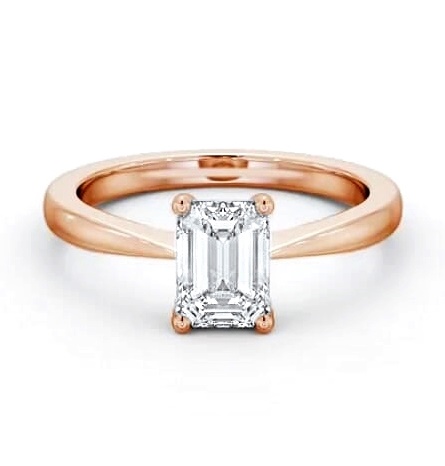 Emerald Diamond Low Setting Engagement Ring 18K Rose Gold Solitaire ENEM33_RG_THUMB1