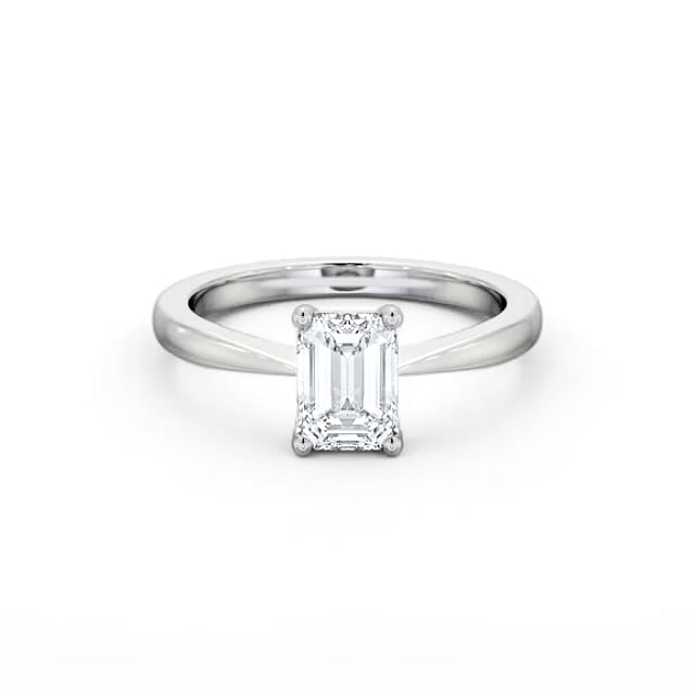 Emerald Diamond Engagement Ring 18K White Gold Solitaire - Kristen ENEM33_WG_HAND