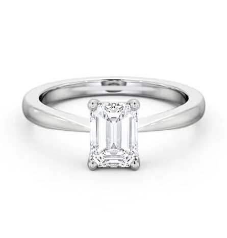 Emerald Diamond Low Setting Engagement Ring 18K White Gold Solitaire ENEM33_WG_THUMB1
