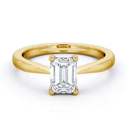 Emerald Diamond Low Setting Engagement Ring 18K Yellow Gold Solitaire ENEM33_YG_THUMB2 
