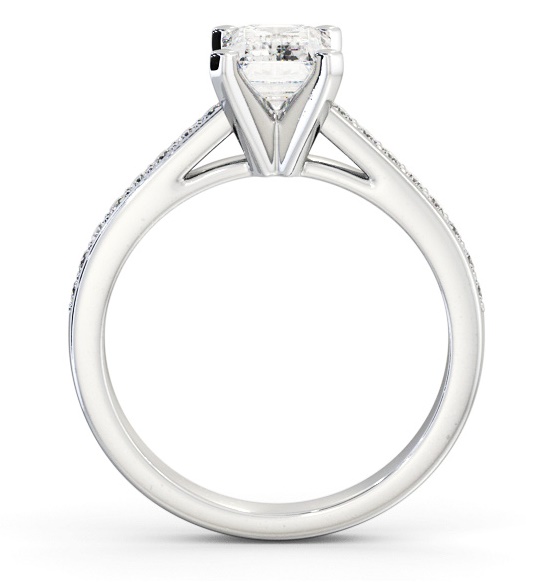Emerald Diamond 4 Prong Engagement Ring 18K White Gold Solitaire ENEM33S_WG_THUMB1 