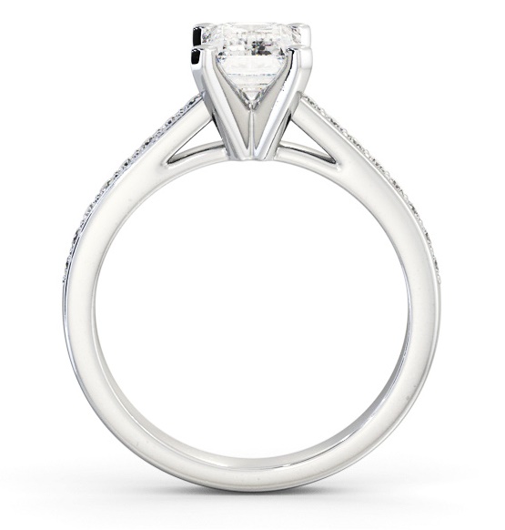 Emerald Diamond 4 Prong Engagement Ring 18K White Gold Solitaire ENEM33S_WG_THUMB1 