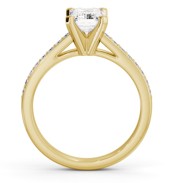Emerald Diamond 4 Prong Engagement Ring 18K Yellow Gold Solitaire ENEM33S_YG_THUMB1 