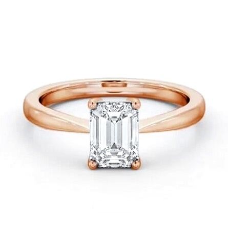 Emerald Diamond Box Style Setting Ring 18K Rose Gold Solitaire ENEM34_RG_THUMB2 