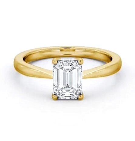 Emerald Diamond Box Style Setting Ring 18K Yellow Gold Solitaire ENEM34_YG_THUMB1