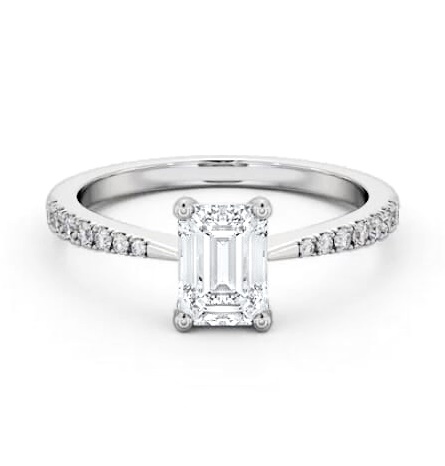 Emerald Diamond Tapered Band Engagement Ring Palladium Solitaire ENEM34S_WG_THUMB1